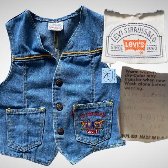 Levi Strauss & Co. Levi's Western Denim Vest Kids Sz 5 - Picture 1 of 10